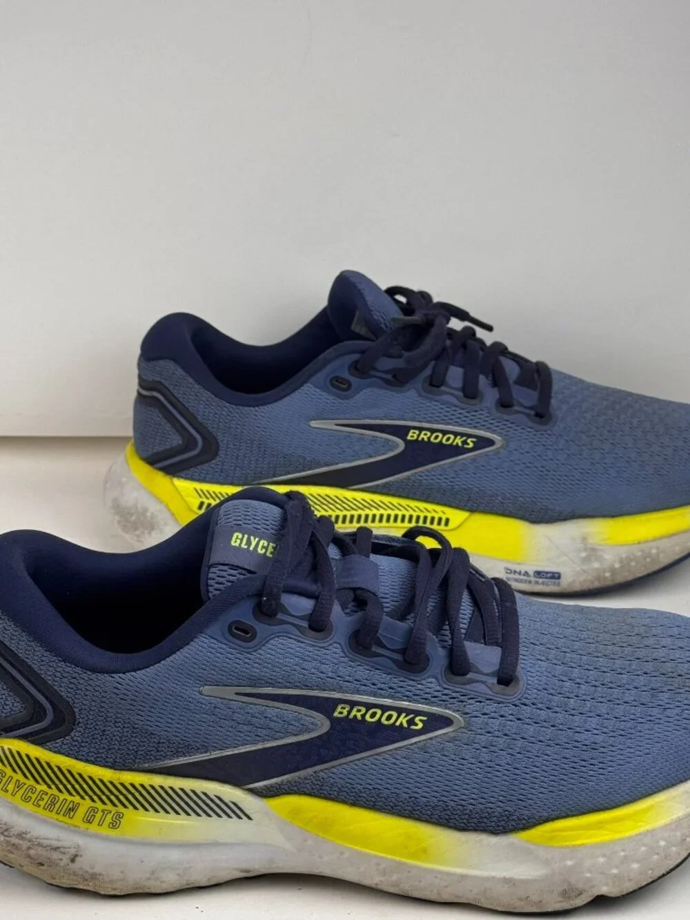 Brooks Glycerin GTS 21 Men's Running Shoes Blue Yellow Size 10 Medium Damage